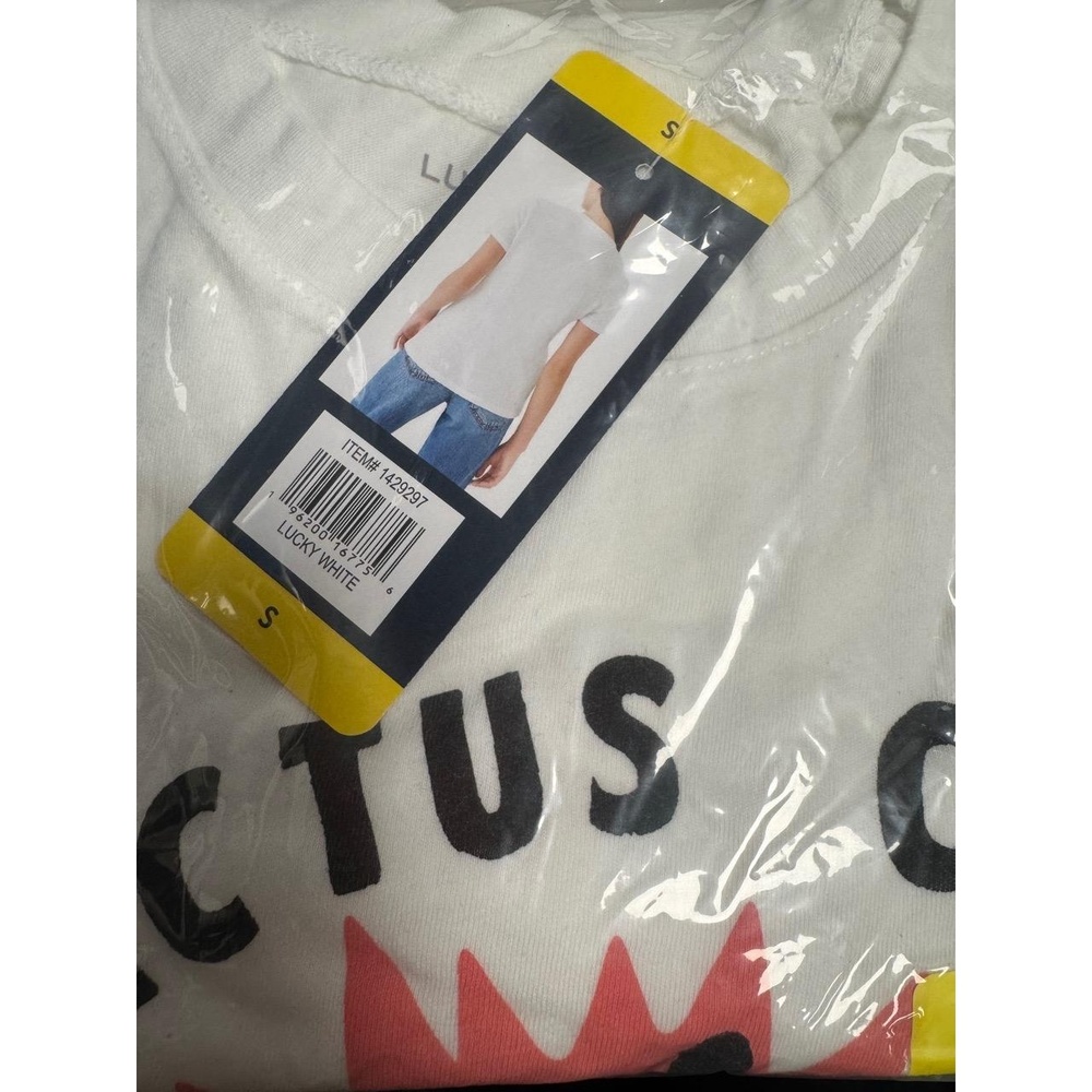 NWT Lucky Brand Cactus Club Graphic Tee White Cotton Blend Women's Size Small - Picture 3 of 4